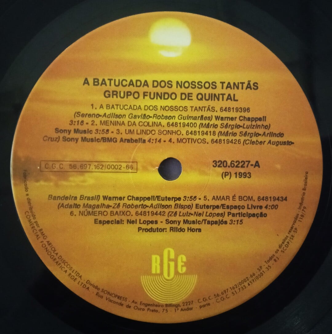 Grupo Fundo de Quintal - A Batucada Dos Nossos Tantãs - Boa Viagem Discos