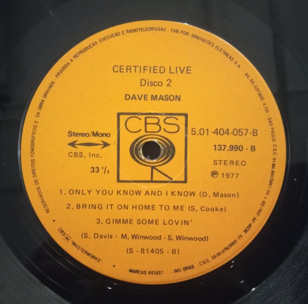 Dave Mason – Certified Live | LP Vinil | Boa Viagem Discos